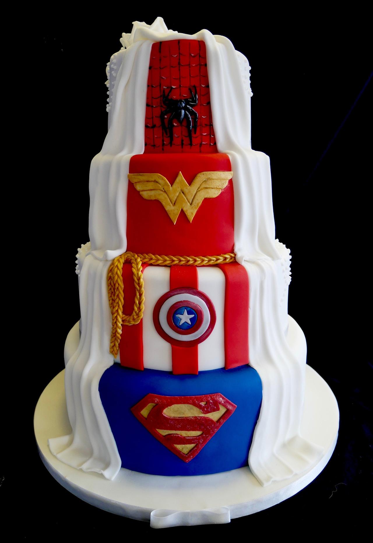 Marvel/DC Superhero Cake. Prices vary depending on size and characters. |  Regina's Sweets