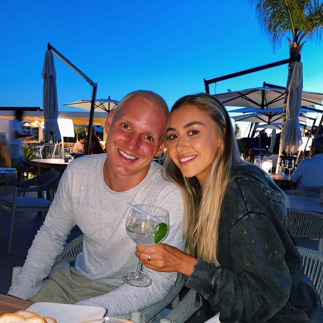 Jamie Laing next to Sophie Habboo holding a large gin and tonic