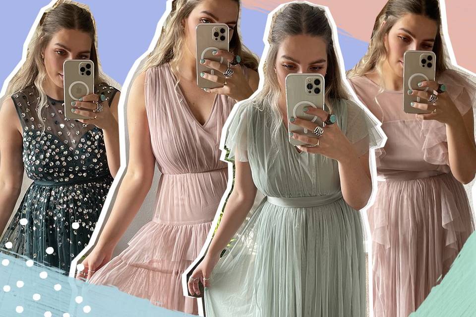 Mood board of different bridesmaid dresses