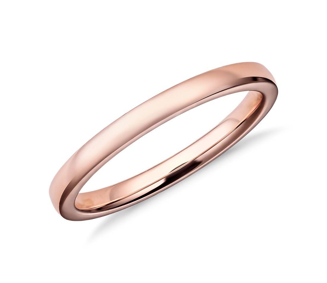 Low Dome Comfort Fit Ring in Rose Gold