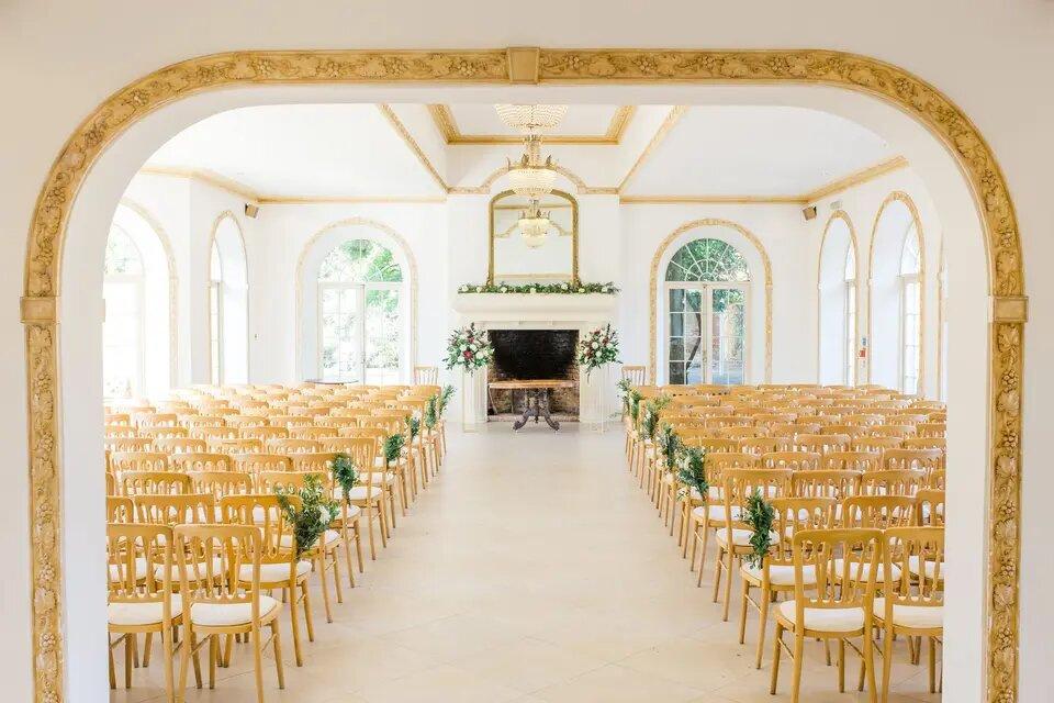 Golden wedding aisle