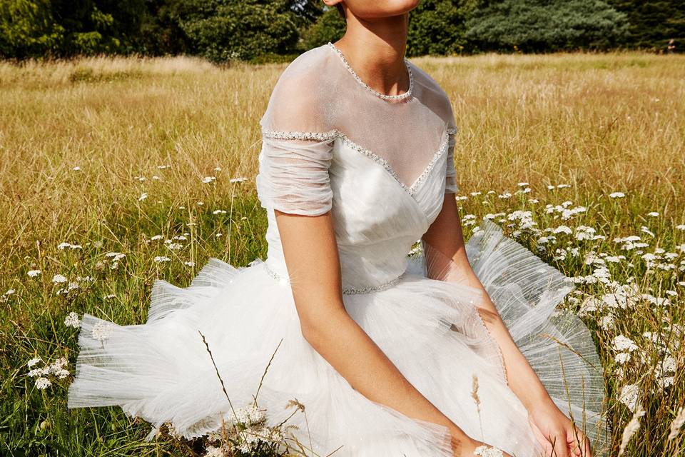 Model wearing a Jenny Packham bridal dress