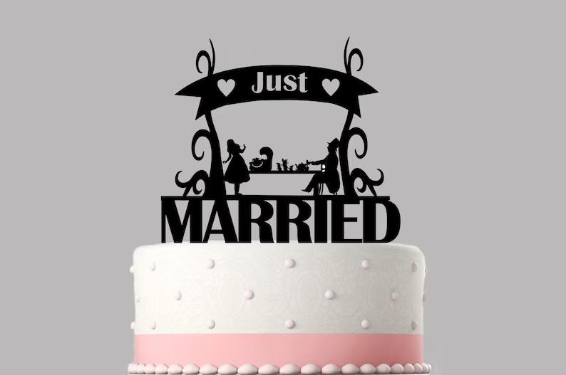 Madly in Love Alice in Wonderland Wedding Cake Topper