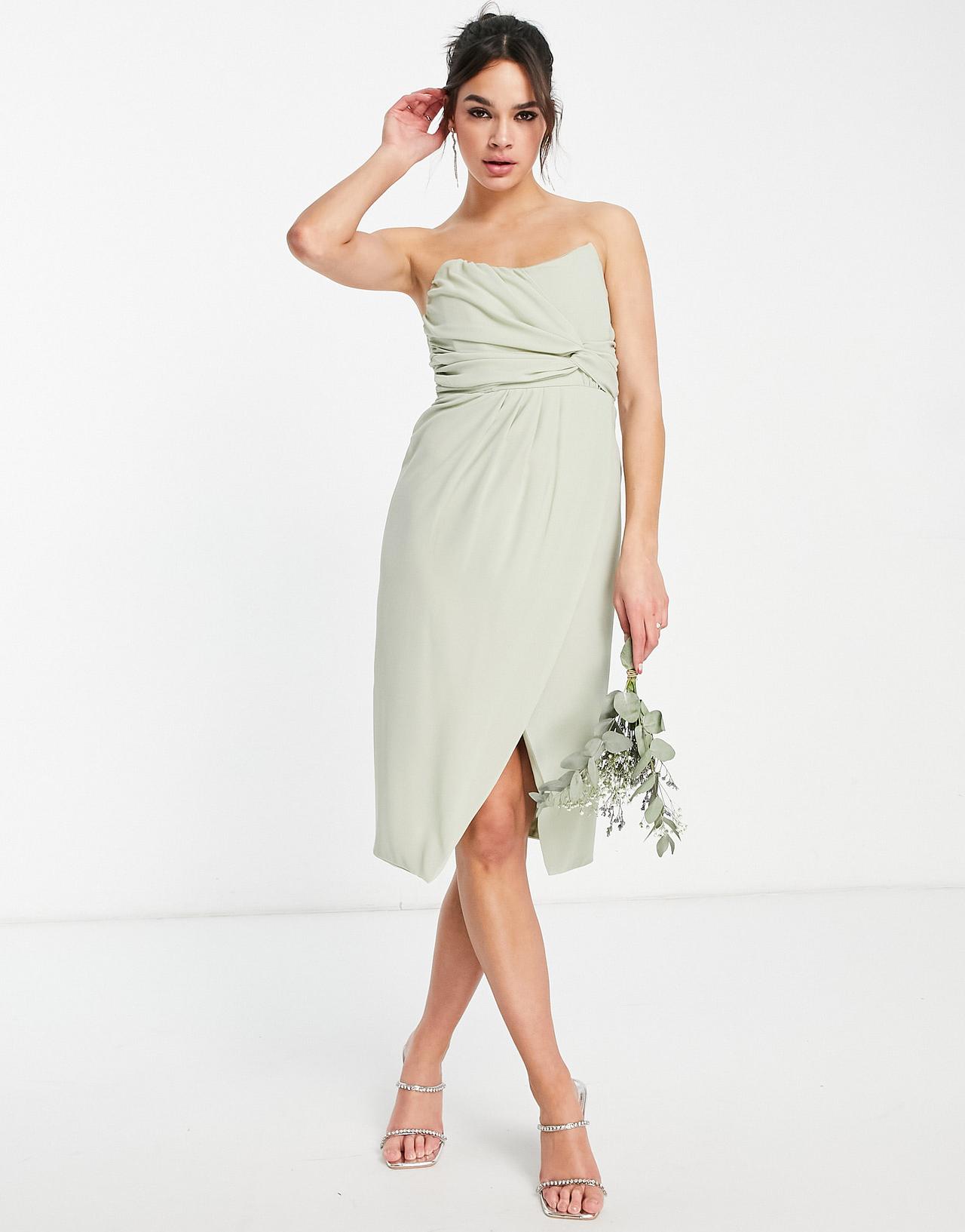 Missguided bandeau hotsell origami midi dress