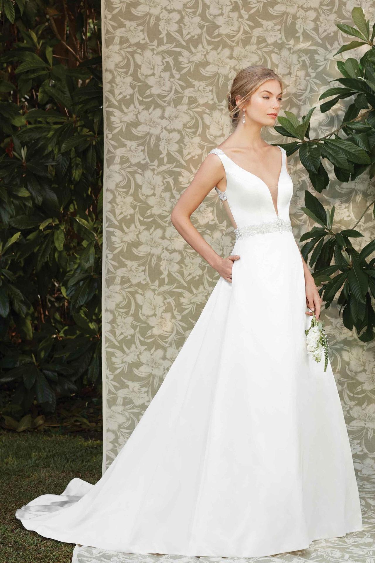 Simple Fit Flare Wedding Dress With A Deep-V Back, 57% OFF