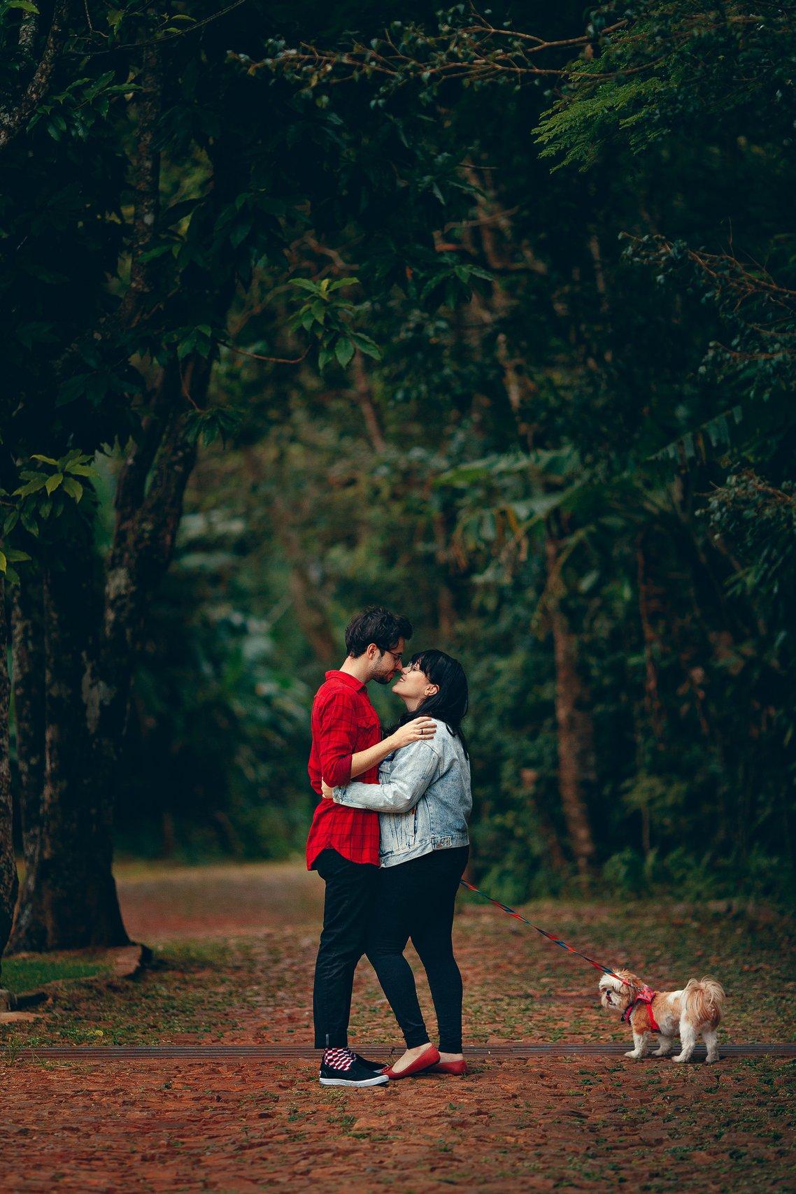 Couple with a dog