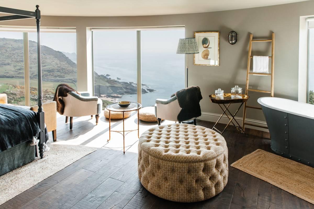 Wedding venue bedroom overlooking the coast