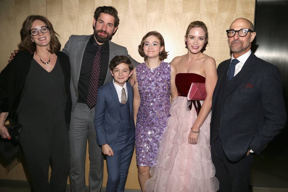 Celebrity in-laws Stanley Tucci and Emily Blunt with Felicity Blunt and John Krasinki