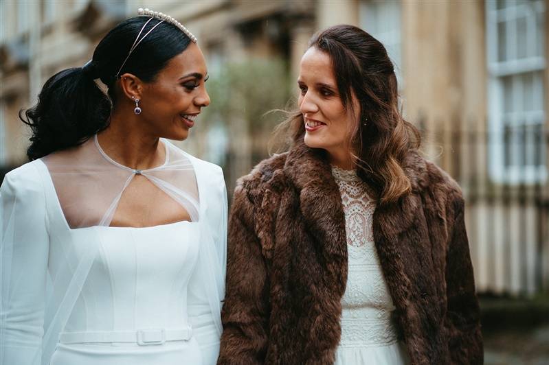 Stacey and Sara at their wedding