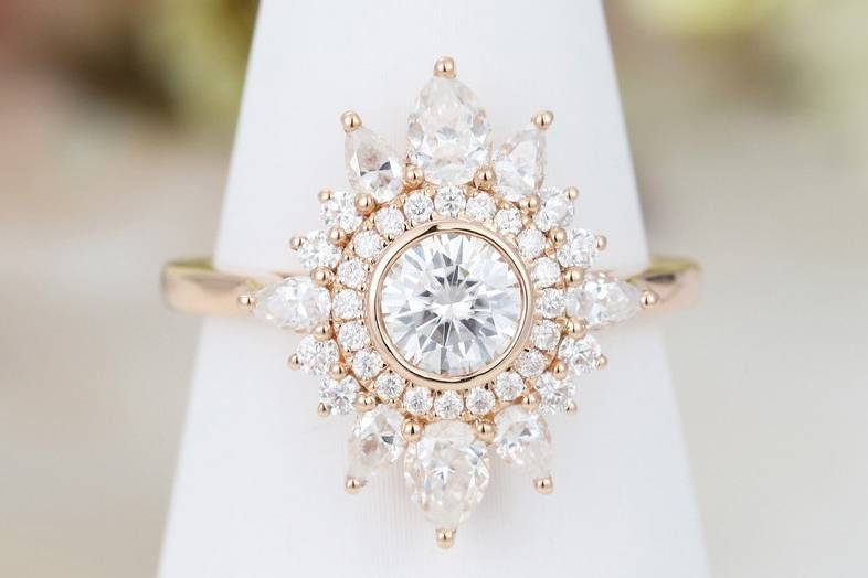 Vintage style moissanite affordable engagement ring