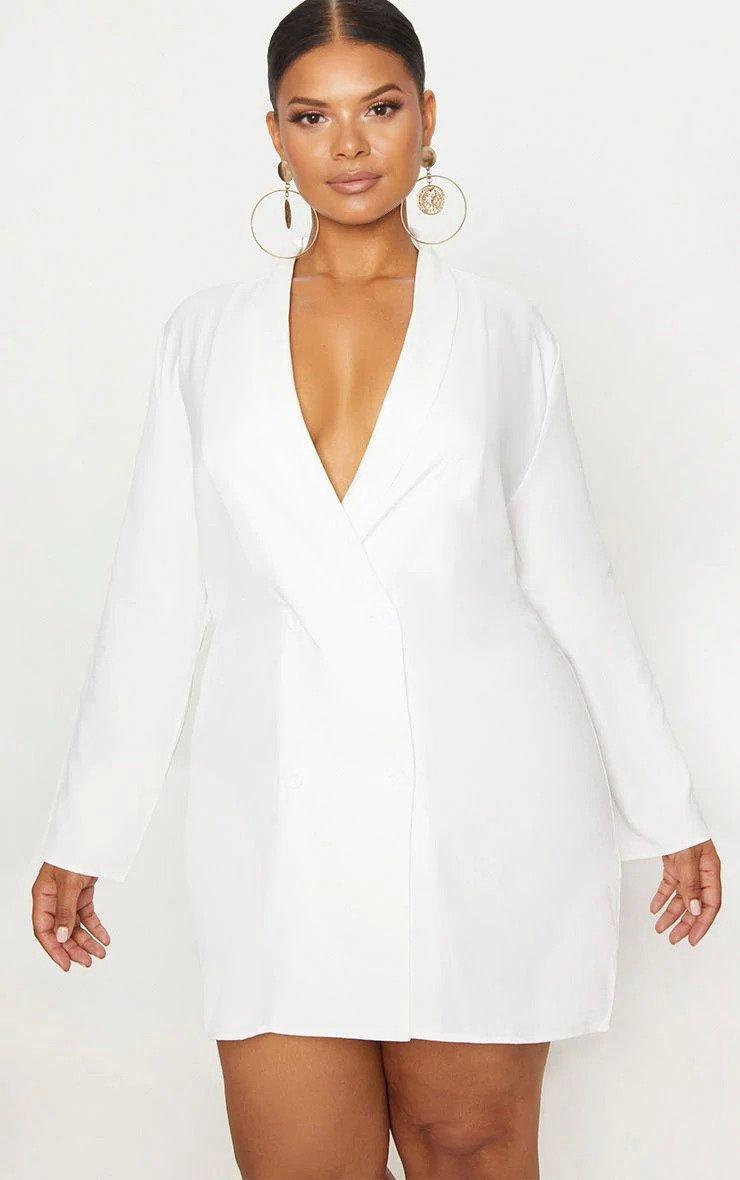 Plus size blazer short wedding dress 