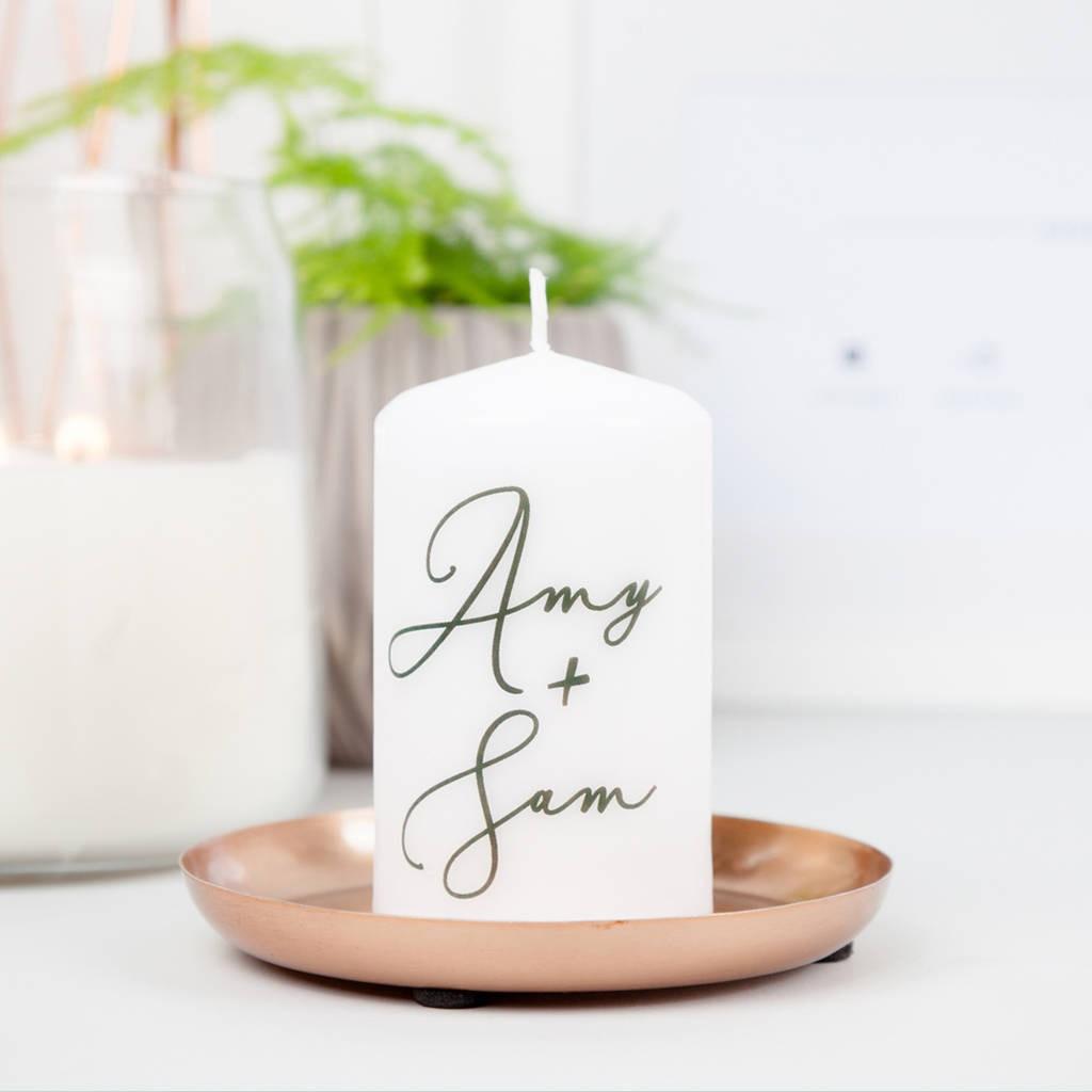 personalised 1st first wedding anniversary candle gift couple wife husband etc 