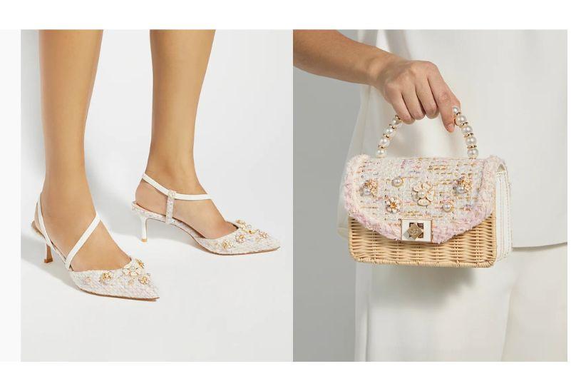 Dyana Multi Embellished Boucle Open Courts & Blooms Cross Body Bag – Dune