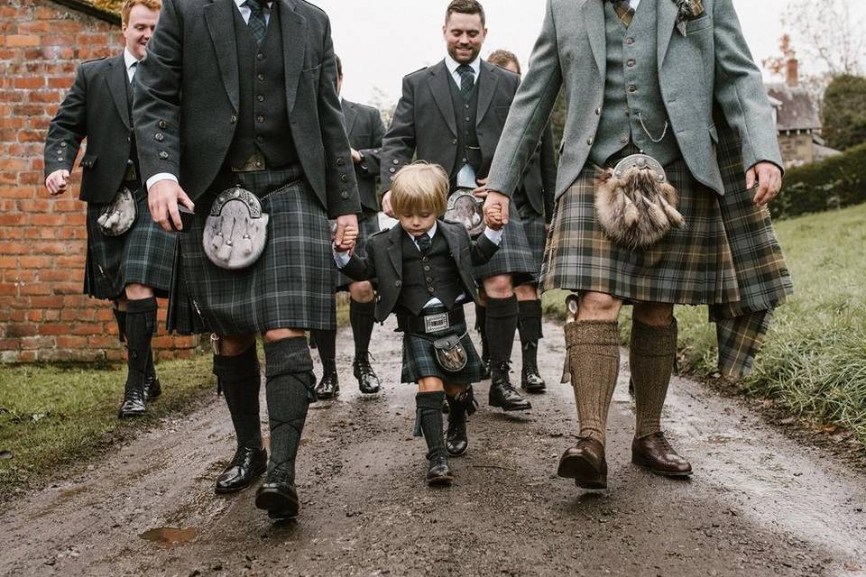 Men wearing wedding kilts