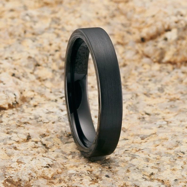 4mm width black tungsten ring