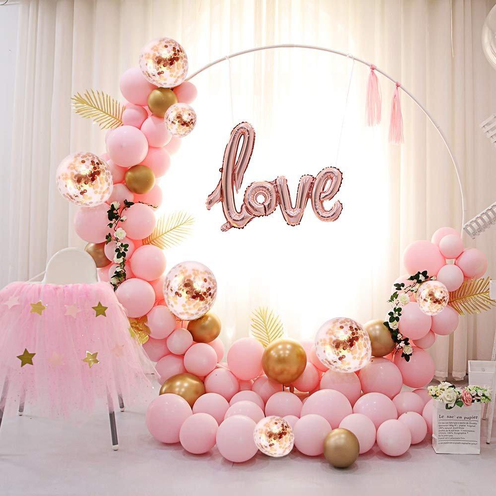 TABLE CENTREPIECE WEDDING DAY- PINK JUST MARRIED 6 TABLE BALLOON DISPLAY
