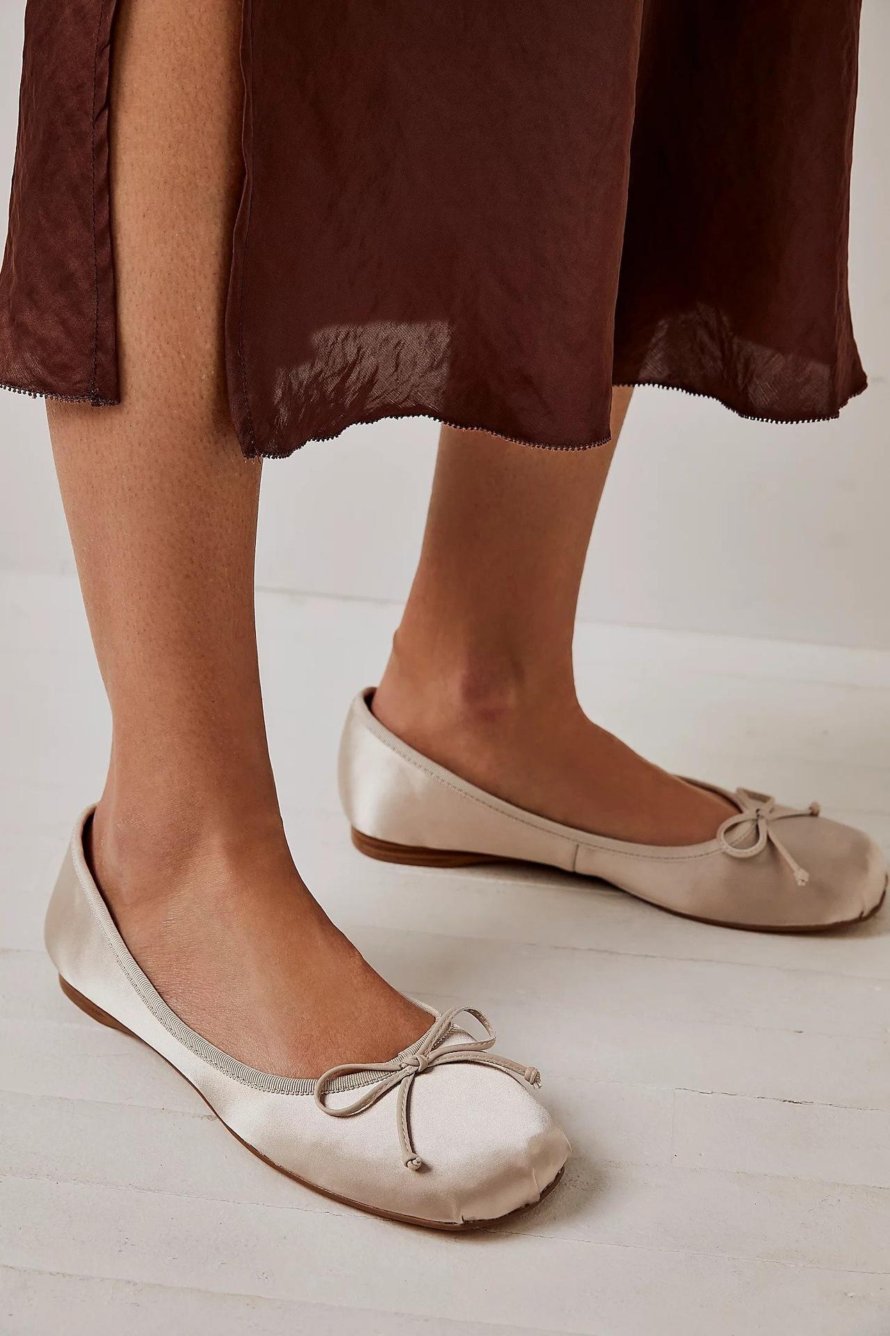 Aurora Flats - Free People sating wedding shoes