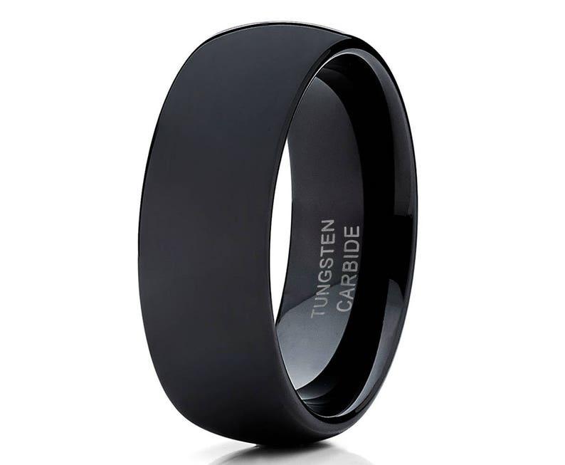 simple black tungsten wedding band