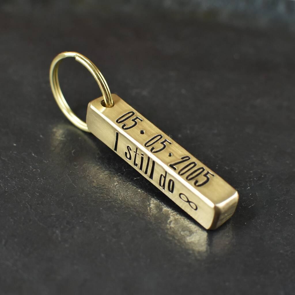 bronze engraved keyring for 8th wedding anniversary gift