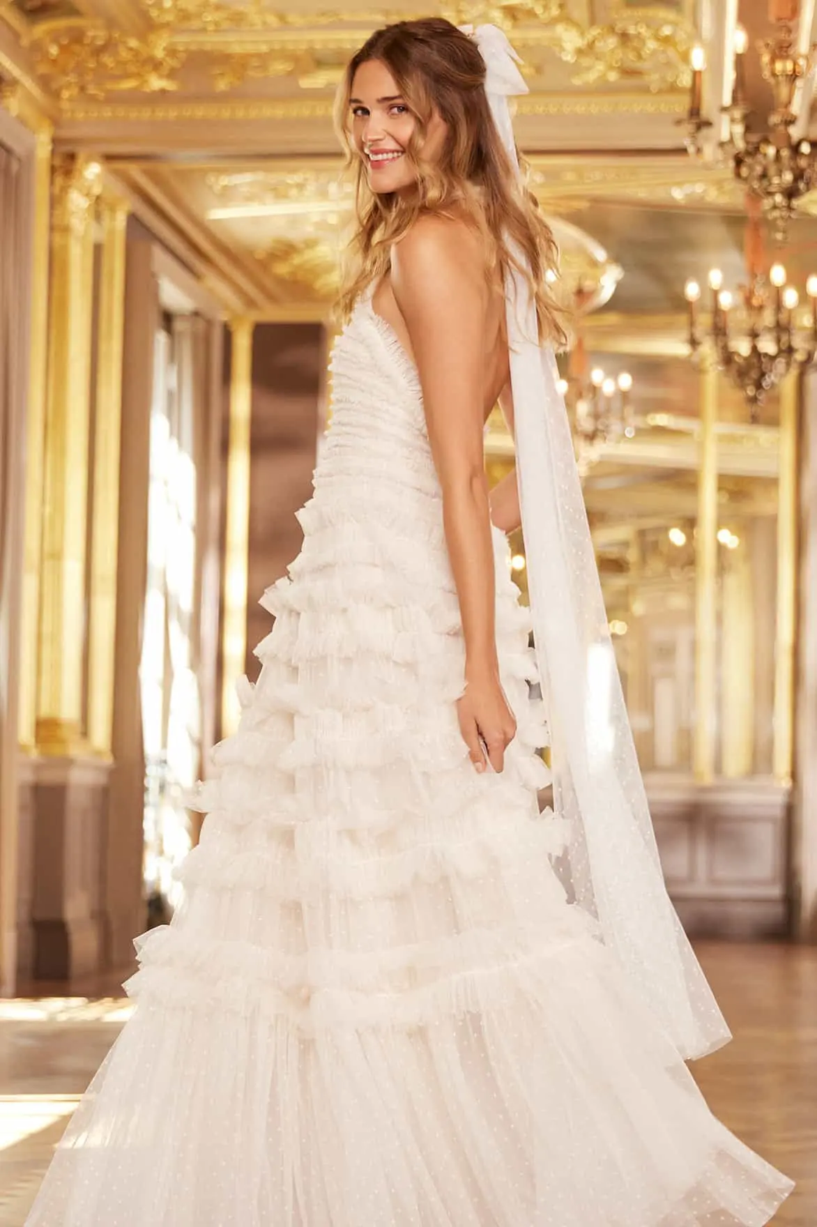 Lisette ruffle halterneck wedding dress 