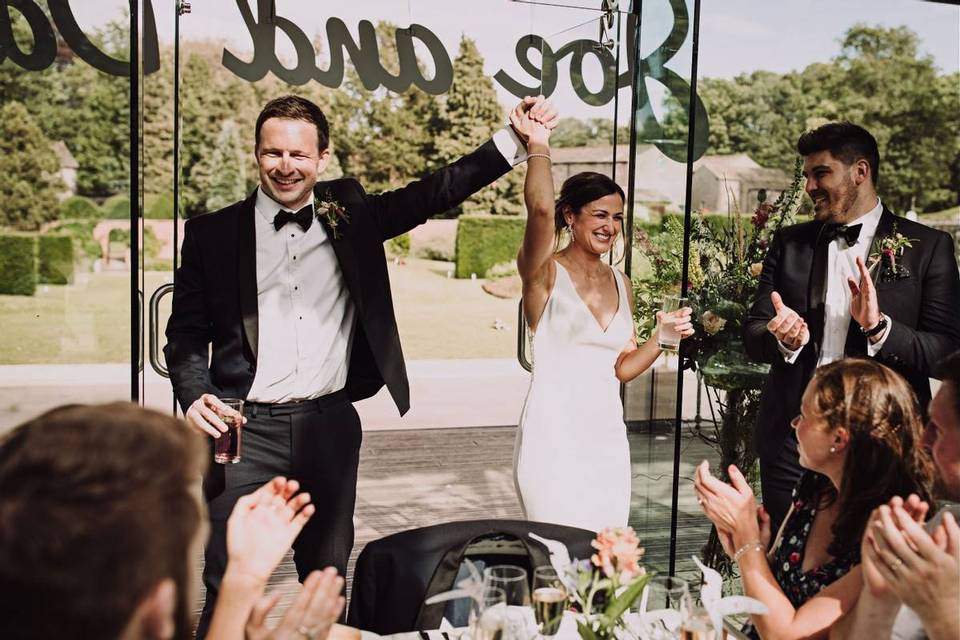 Bride and groom celebrating their wedding day