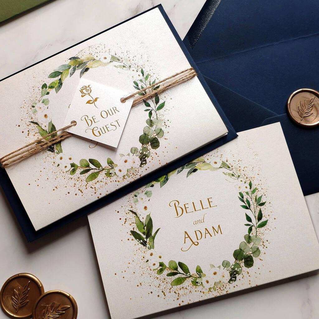 Be our guest foliage design wedding invitation set