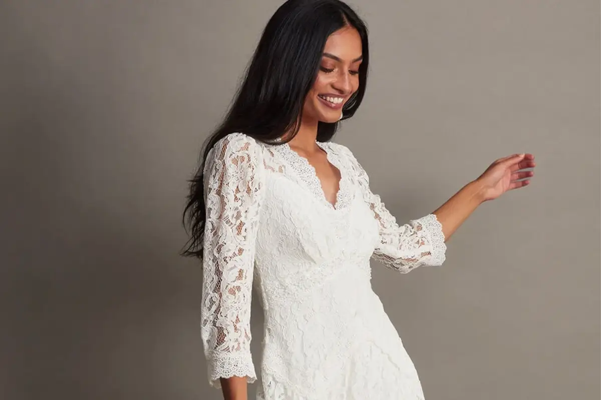 Whimsical White Lace Cotton Dress For Women Online