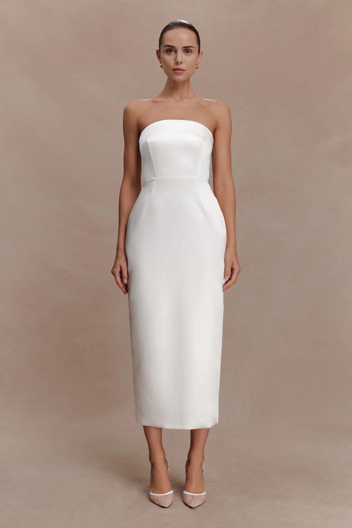 Meshki Ophelia Peplum Satin Maxi Dress