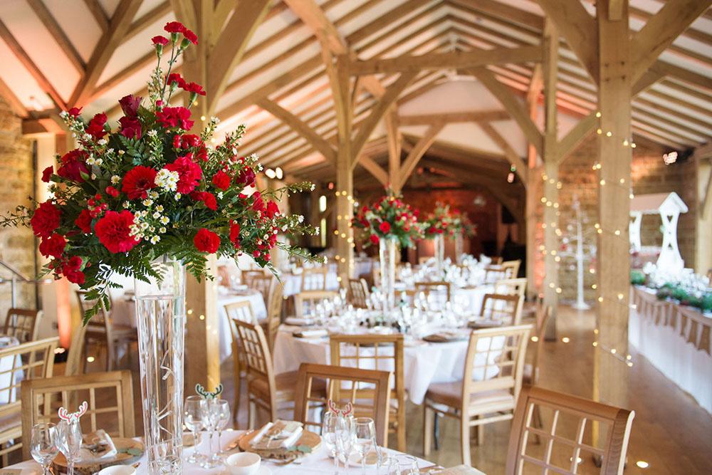 Interior of the barn at Northamptonshire wedding venue Dodford Manor