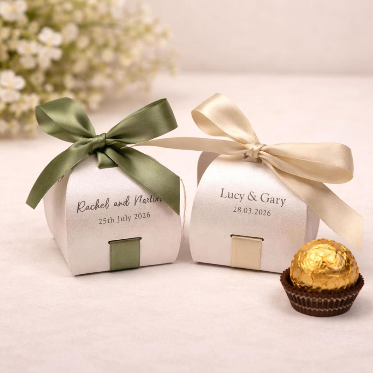 Personalised Oyster Pearlescent Wedding Favour Boxes – Etsy
