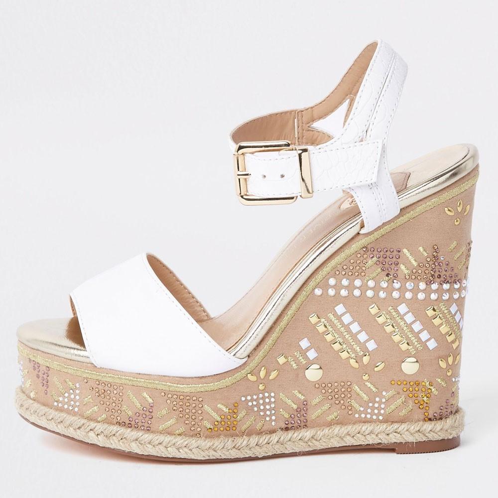 River island deals white wedges