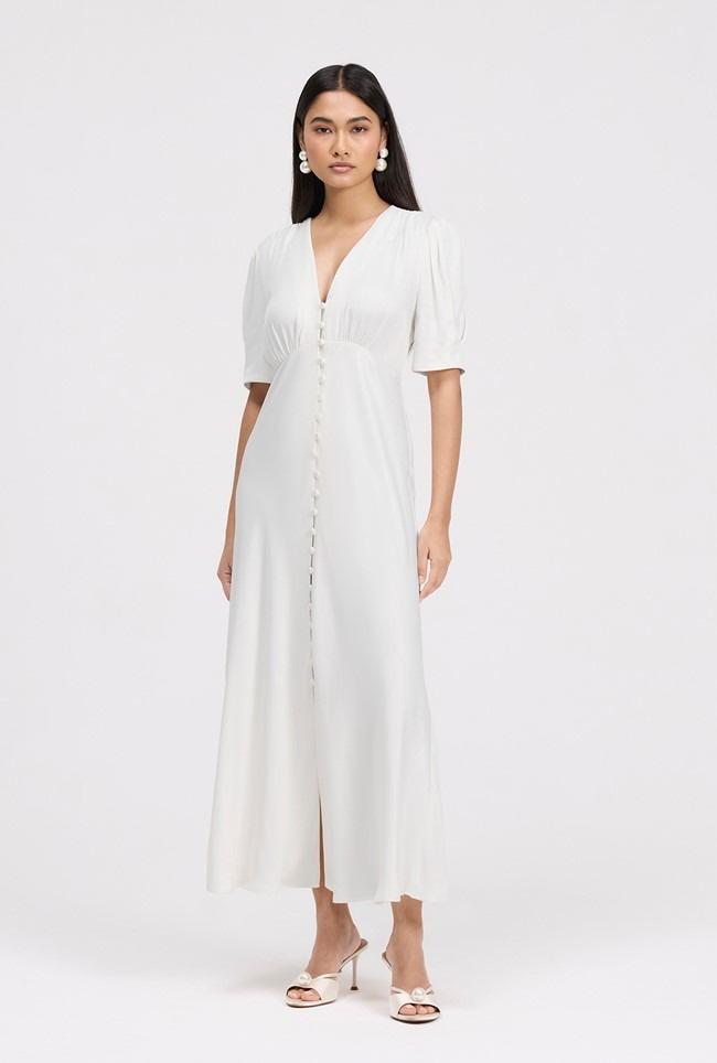 Madison Classic Button Through Satin Midi Dress Ghost