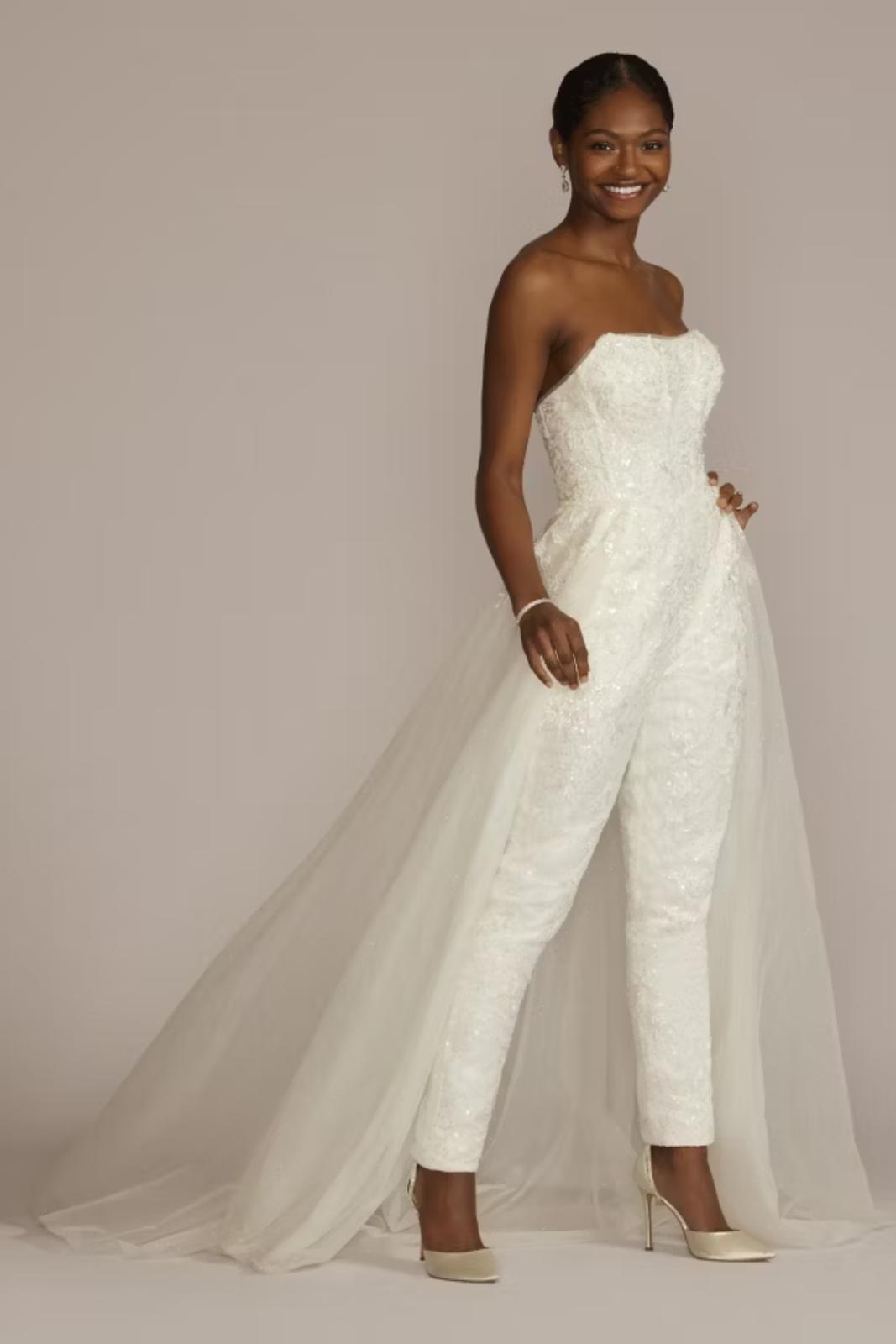 Bridal jumpsuit detachable skirt hotsell