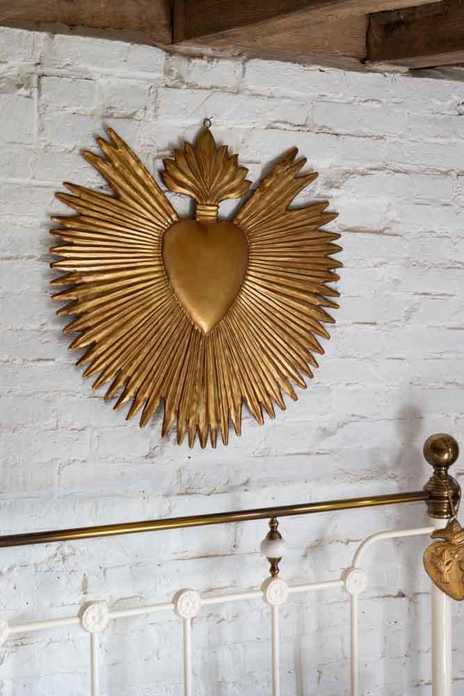 Large Golden Milagro Heart Wall Art