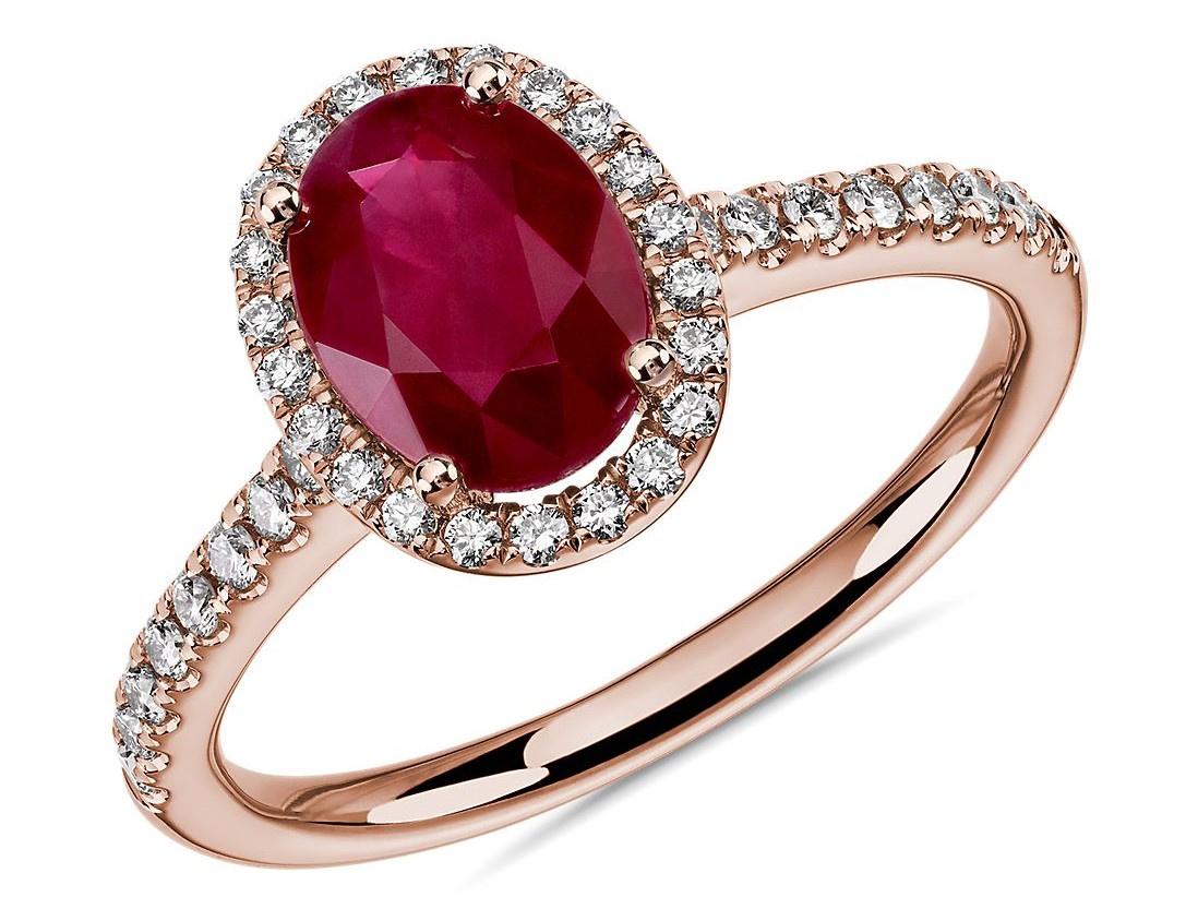 Cushion Ruby Bridal Ring Set Gold Vintage Halo Diamond Wedding Bands | La  More Design