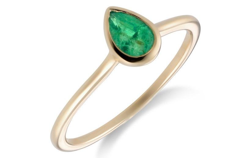 Pear shaped emerald engagement ring