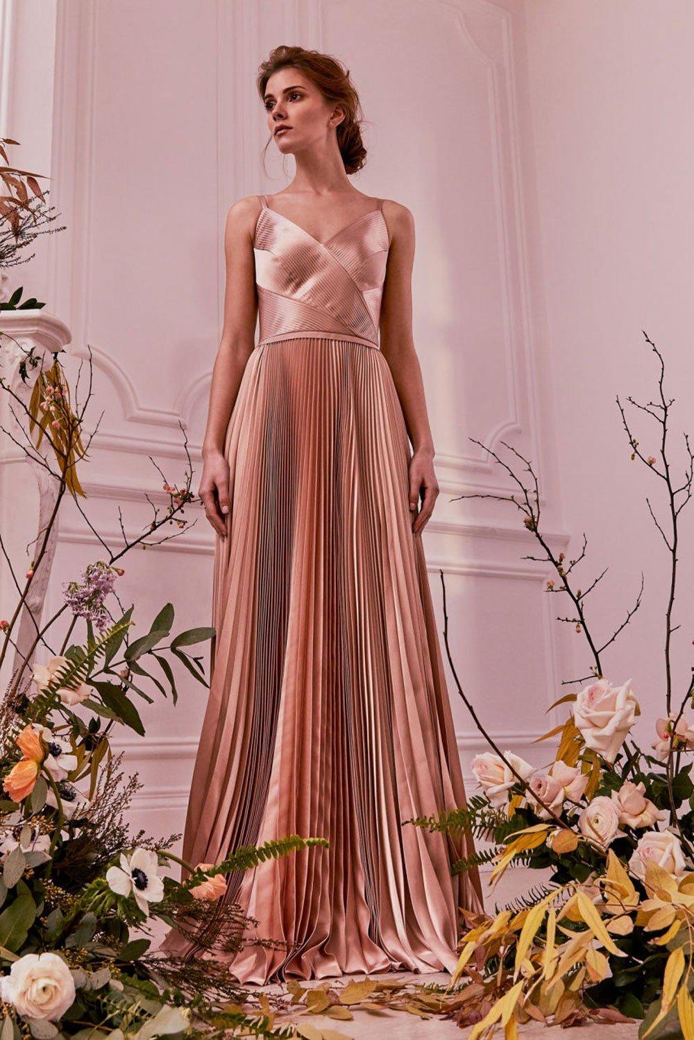 Rose gold bridesmaid dresses long clearance sleeve