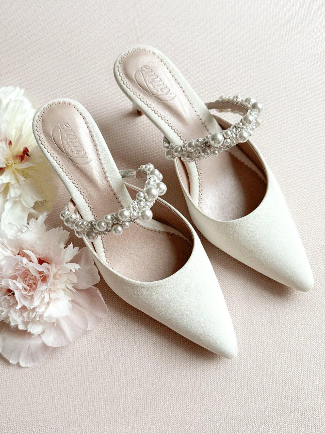 Pearl wedding heels on sale