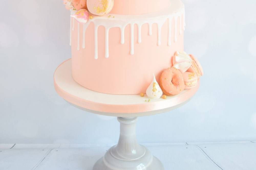 Pastel blue and pink blossoms wedding cake - Mel's Amazing Cakes