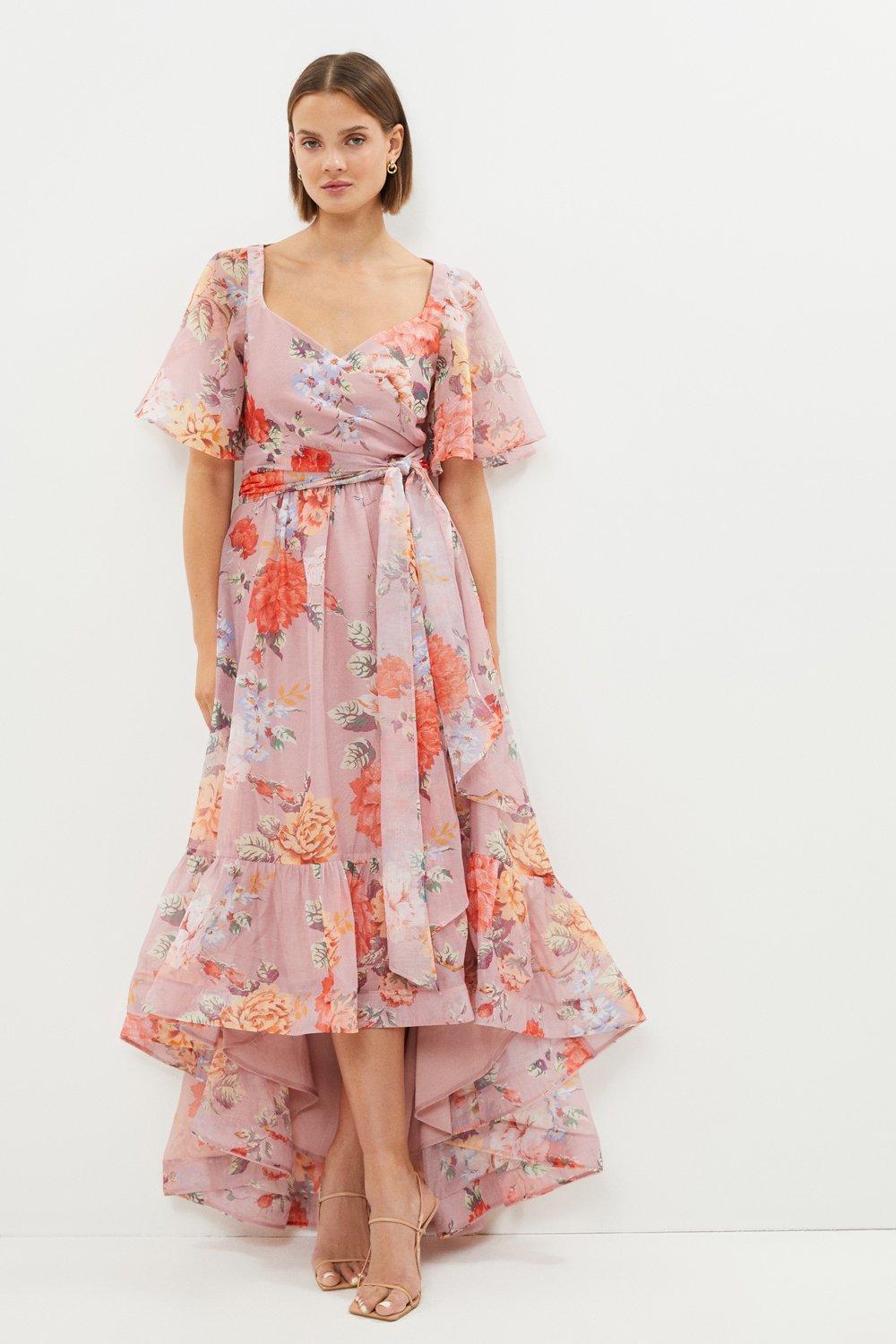 Model wearing a floral dress