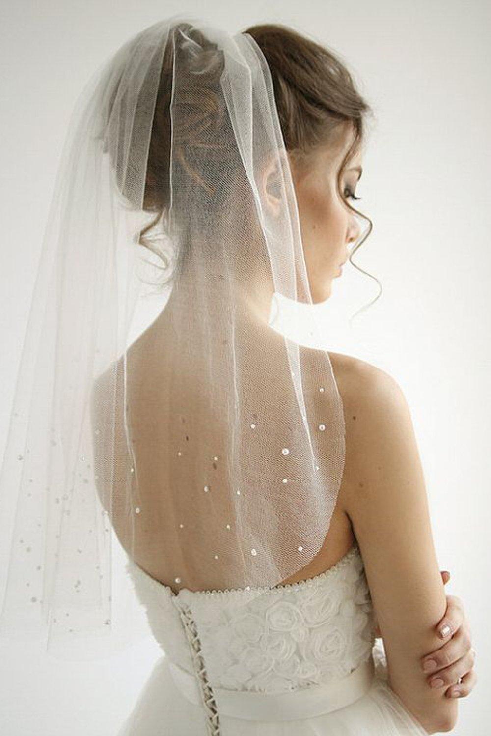 Свадебное платье миди с фатой