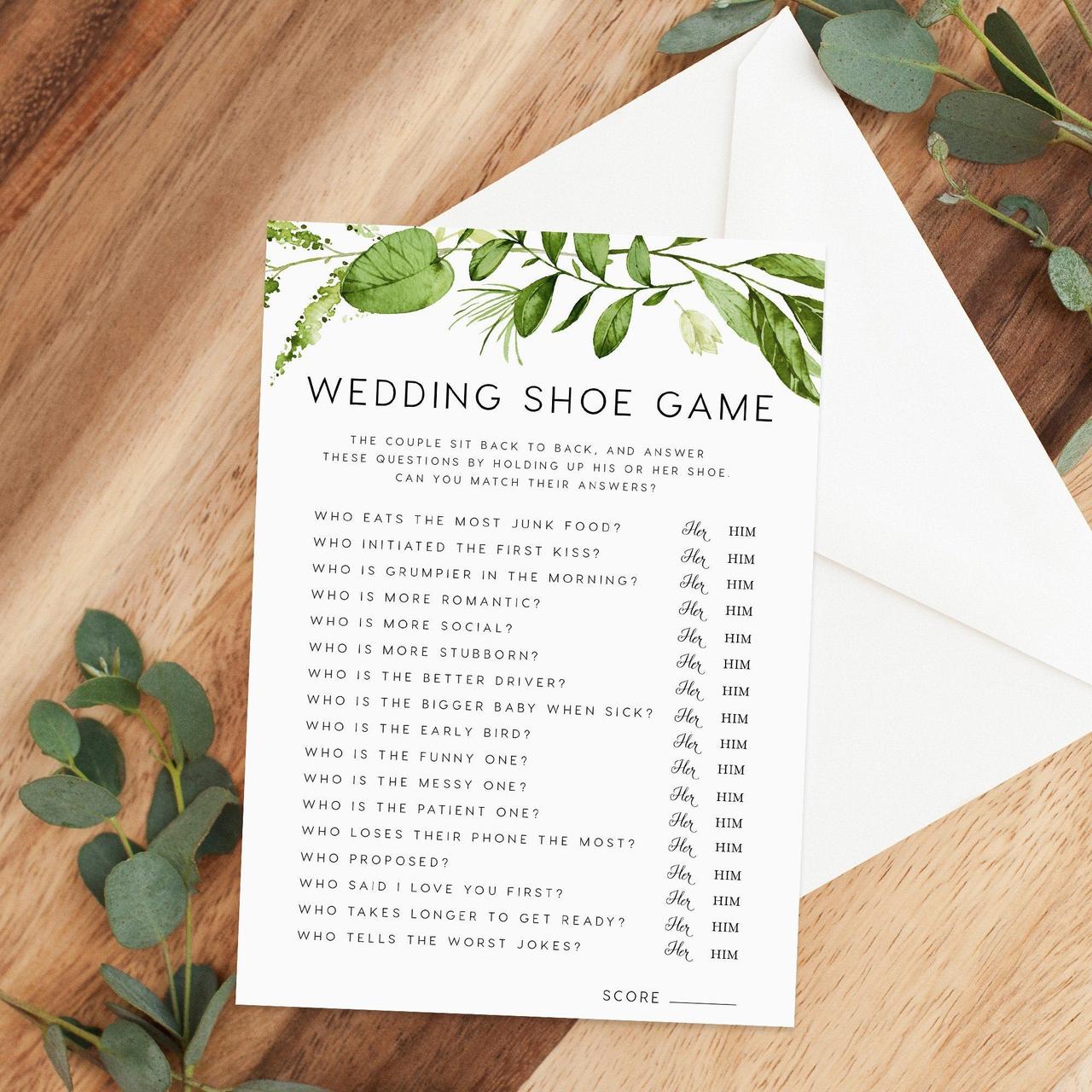 Greenery Date Night Jar Game  Printable Bridal Shower Games –  OhHappyPrintables