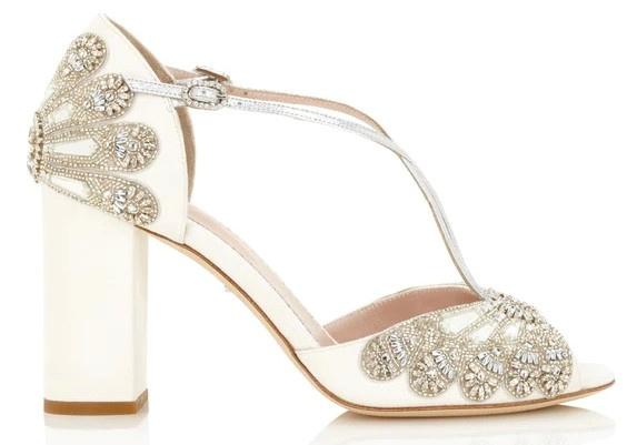 Embellished block heel sandals