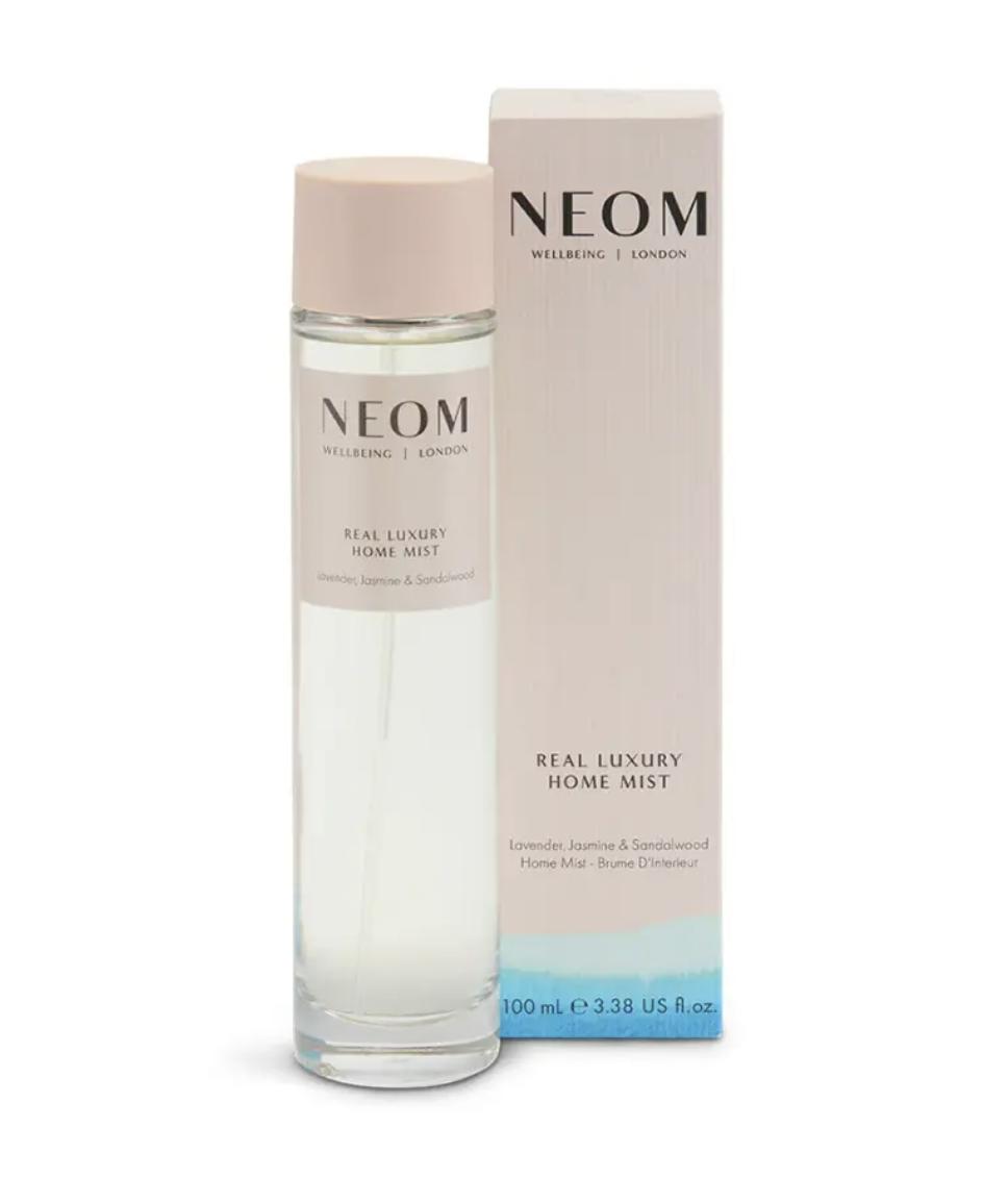 Neom home scent spray in cream and blue