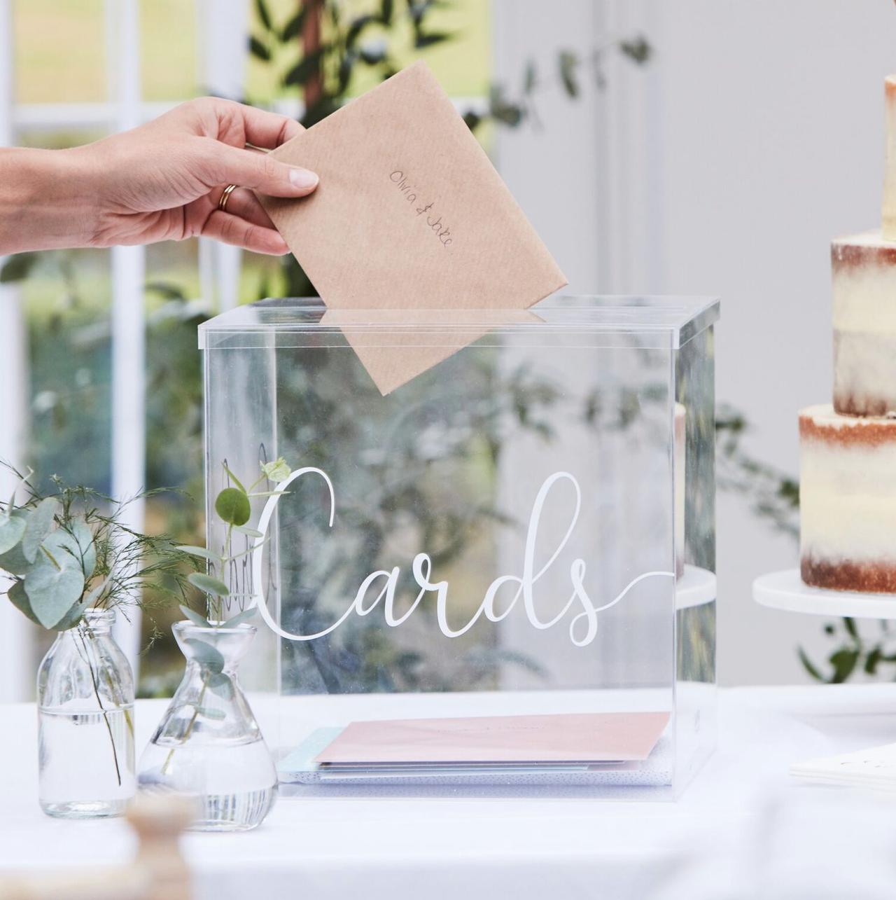 Elegant Clear wedding wishing well acrylic card box with Lock, Personalized  Wedding Card Box, Clear Card Box, Wedding Card Box with Lid, Wedding Money