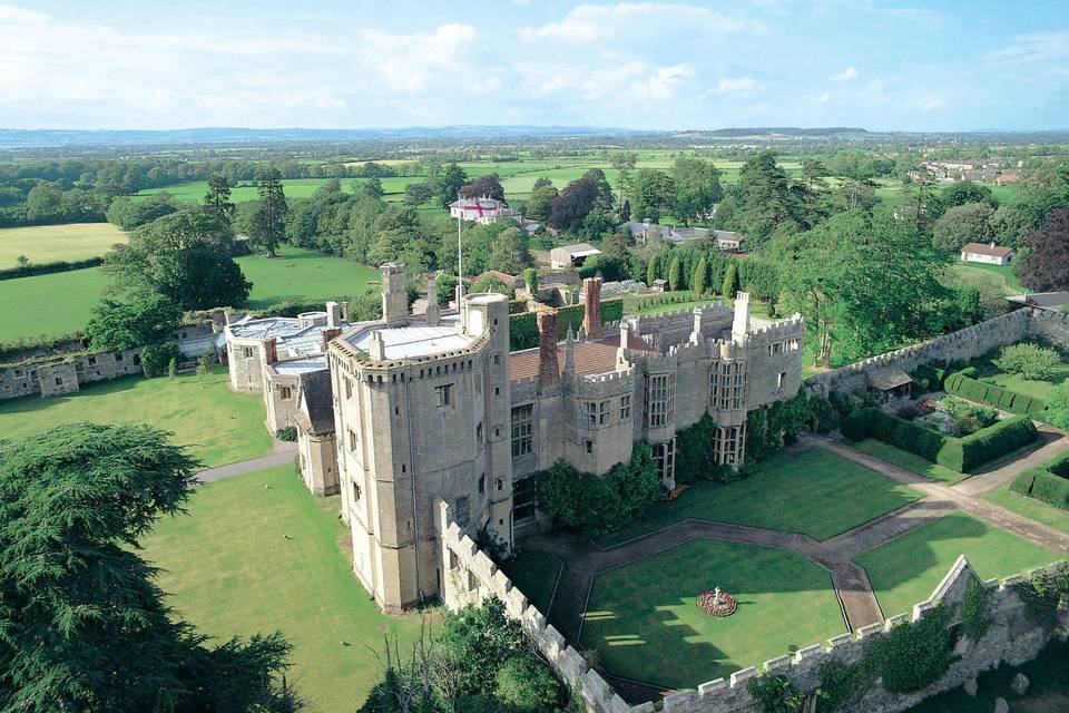 Bird's eye view of Thornbury Castle wedding venue