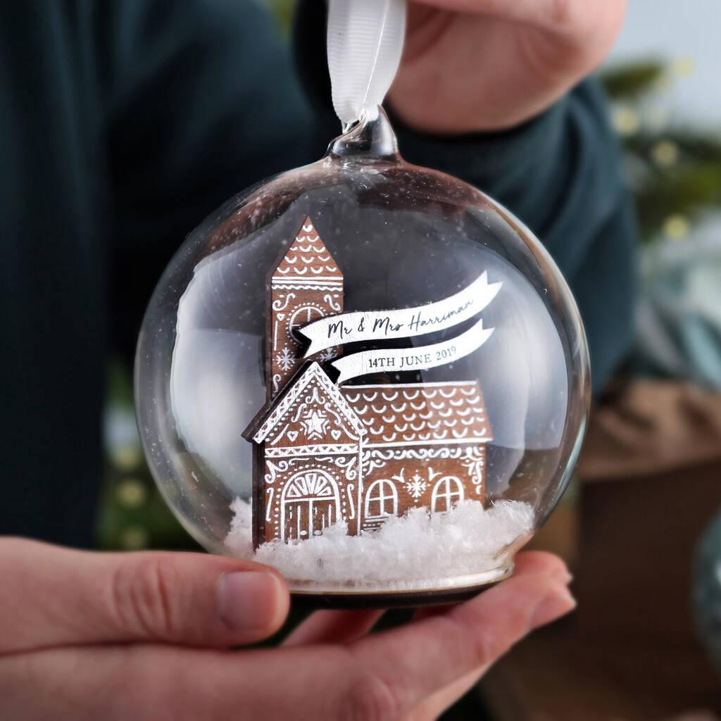 Gingerbread church Christmas bauble