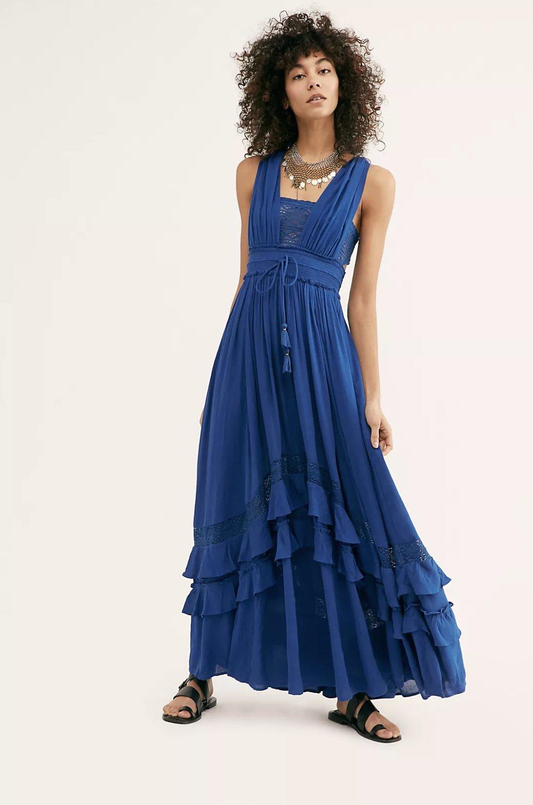 blue bohemian bridesmaid dresses