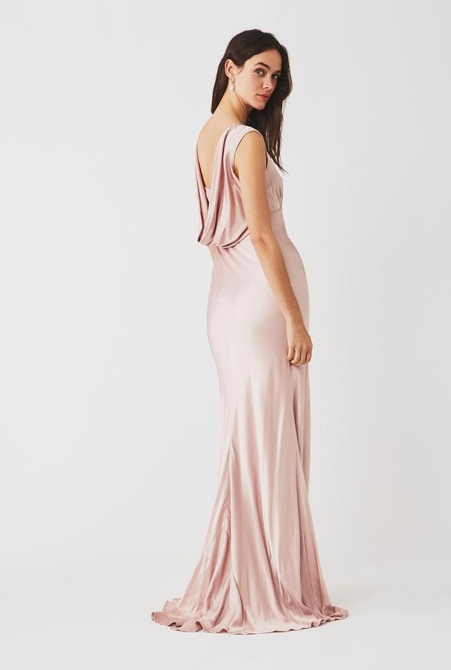 Dusty Pink Bridesmaid Dress Wedding Guest Dress Laced 