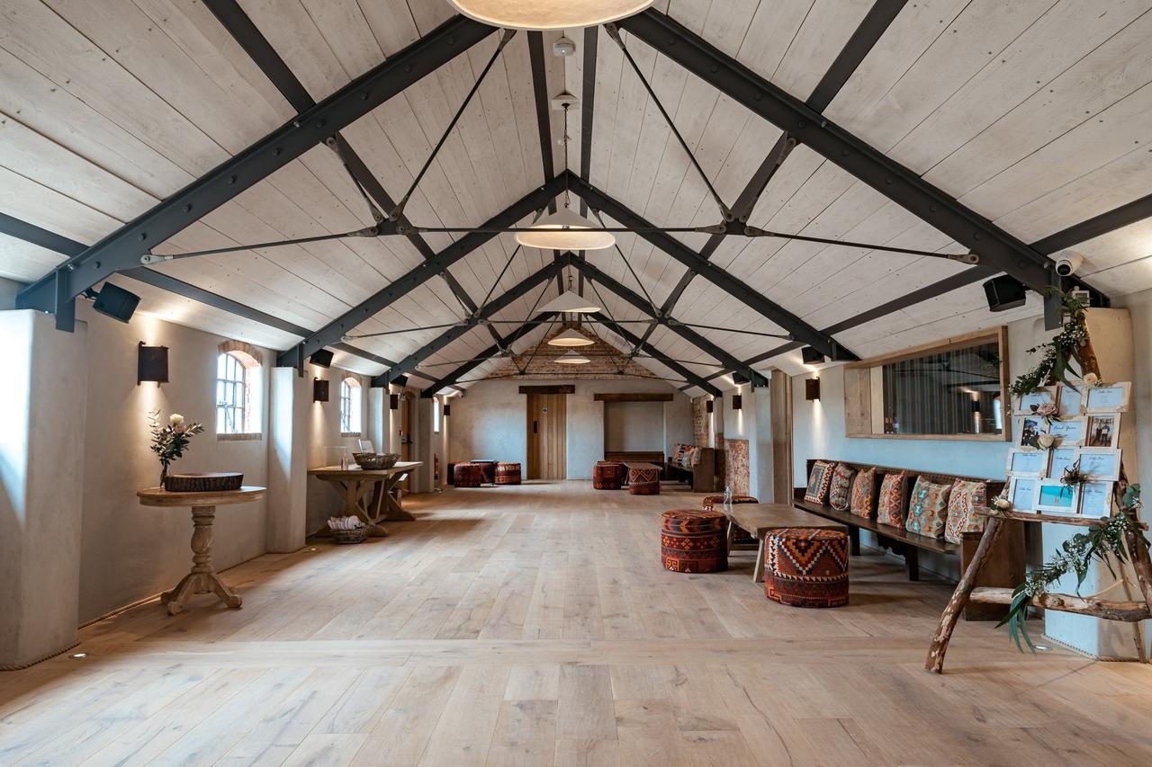 Stylish barn room in a wedding venue